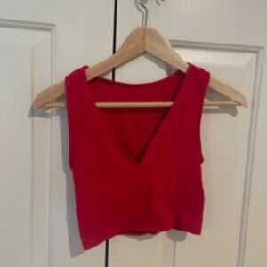 Take The Plunge V-Neck Crop Top Rock N Rags Red